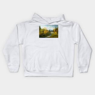 Beautiful nature with rivers , trees portrait Kids Hoodie